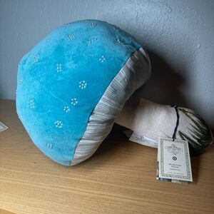 John Derian Company Blue Fall‎ Decor Embellished velvet Mushroom Novelty Pillow